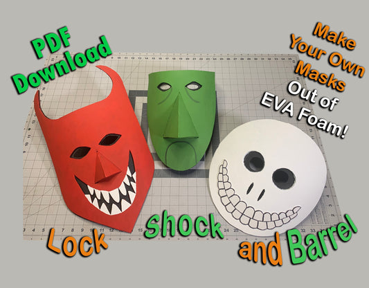 🕸️ Don't let it become a Nightmare Before Halloween: Last-Minute Halloween Costume Idea - Lock, Shock & Barrel EVA Foam Masks