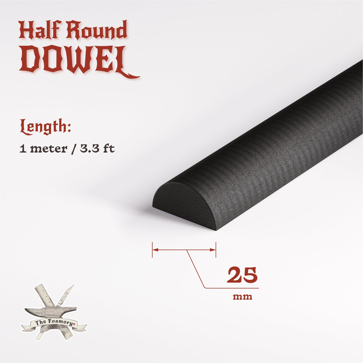High Density EVA Foam Dowels/Bevels | 1 to 3 Meter(s) Options | Multiple Shapes | Multiple Diameters 5-40mm