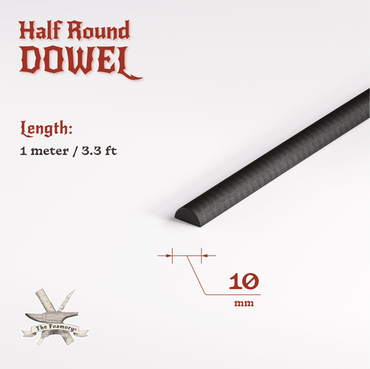High Density EVA Foam Dowels/Bevels | 1 to 3 Meter(s) Options | Multiple Shapes | Multiple Diameters 5-40mm