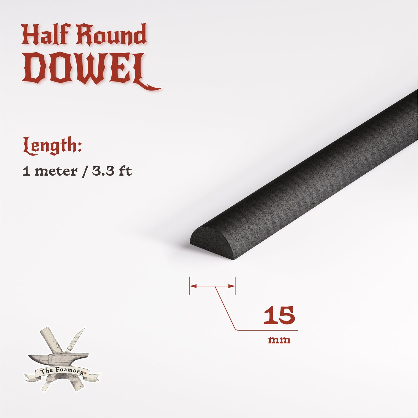 High Density EVA Foam Dowels/Bevels | 1 to 3 Meter(s) Options | Multiple Shapes | Multiple Diameters 5-40mm