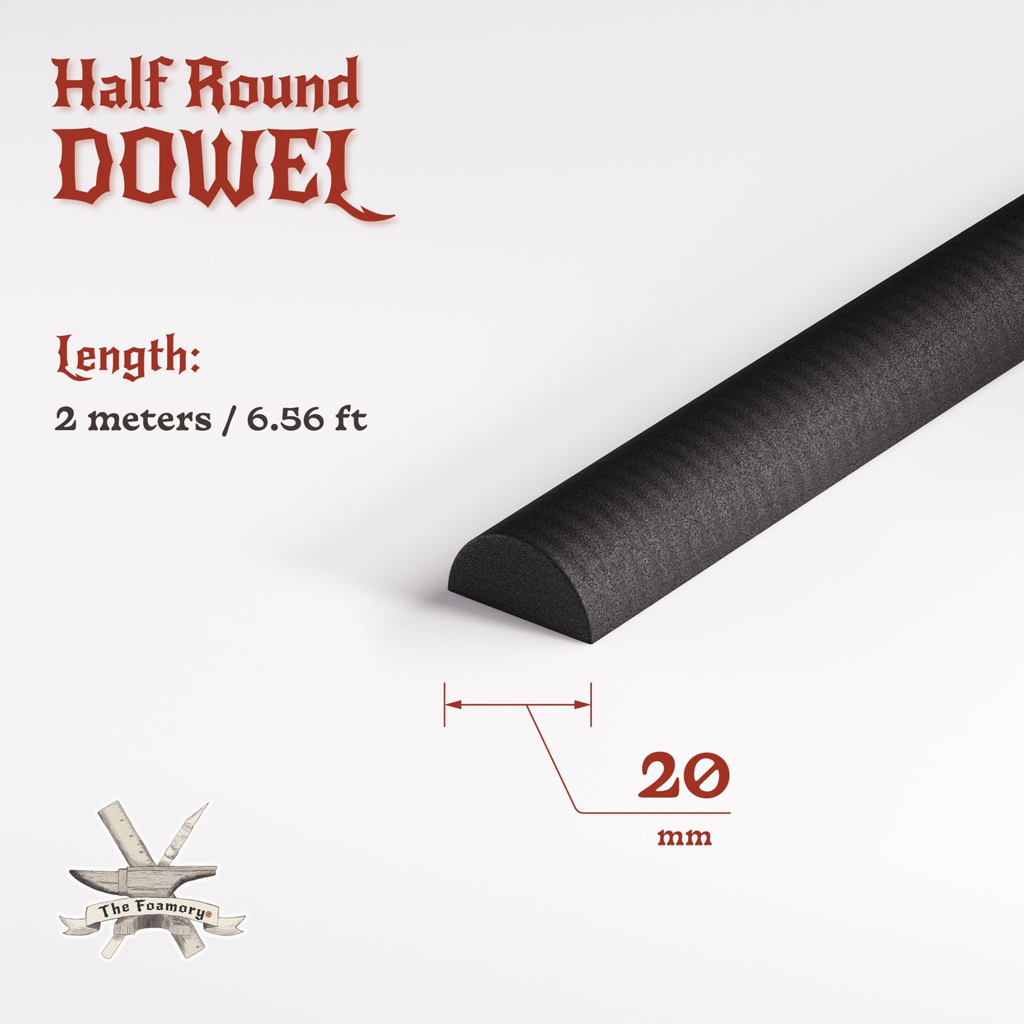 High Density EVA Foam Dowels/Bevels | 1 to 3 Meter(s) Options | Multiple Shapes | Multiple Diameters 5-40mm