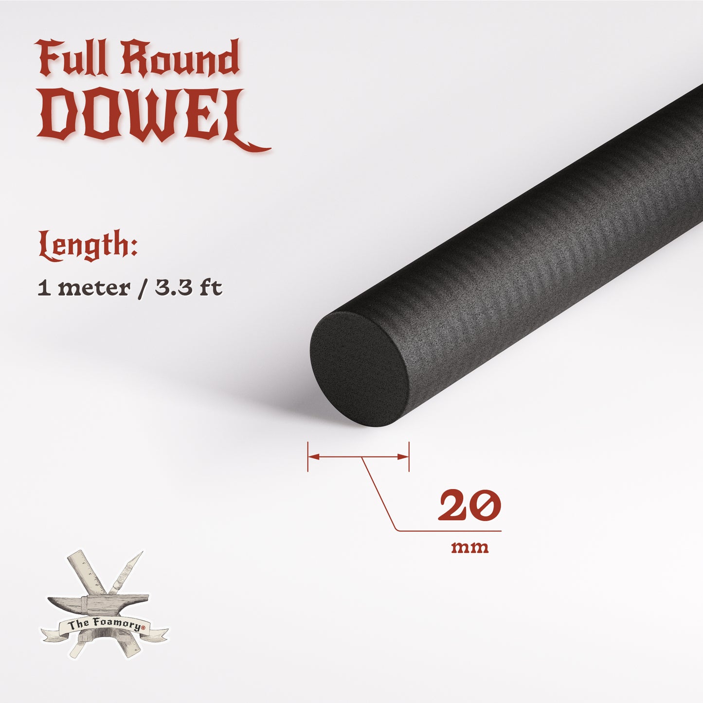 High Density EVA Foam Dowels/Bevels | 1 to 3 Meter(s) Options | Multiple Shapes | Multiple Diameters 5-40mm
