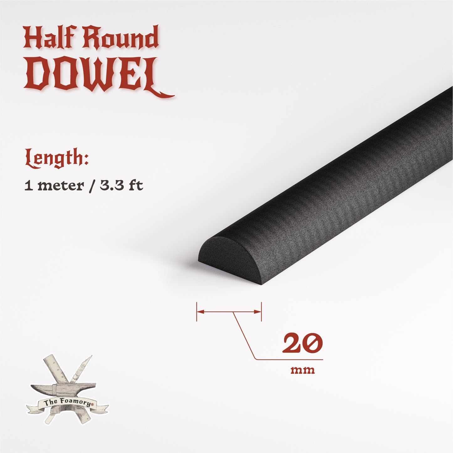 High Density EVA Foam Dowels/Bevels | 1 to 3 Meter(s) Options | Multiple Shapes | Multiple Diameters 5-40mm
