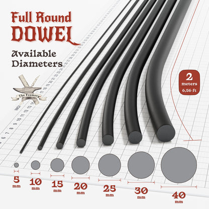 High Density EVA Foam Dowels/Bevels | 1 to 3 Meter(s) Options | Multiple Shapes | Multiple Diameters 5-40mm