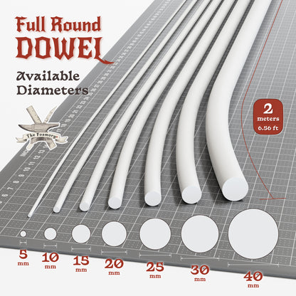 High Density EVA Foam Dowels/Bevels | 1 to 3 Meter(s) Options | Multiple Shapes | Multiple Diameters 5-40mm