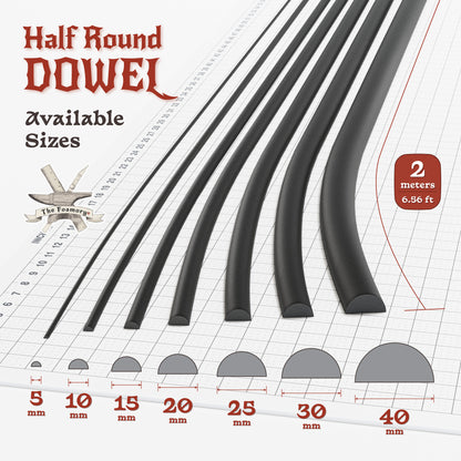 High Density EVA Foam Dowels/Bevels | 1 to 3 Meter(s) Options | Multiple Shapes | Multiple Diameters 5-40mm