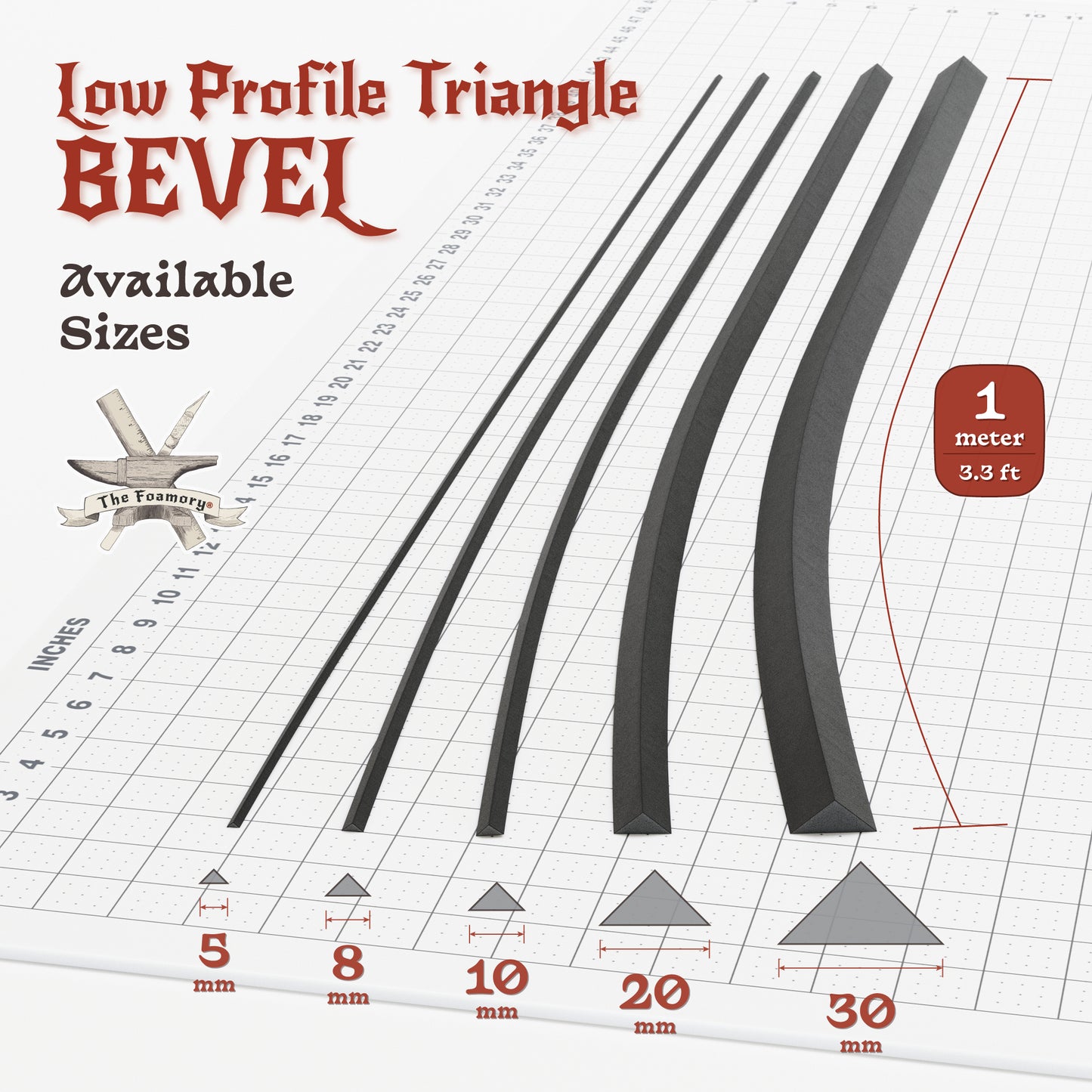 High Density EVA Foam Dowels/Bevels | 1 to 3 Meter(s) Options | Multiple Shapes | Multiple Diameters 5-40mm