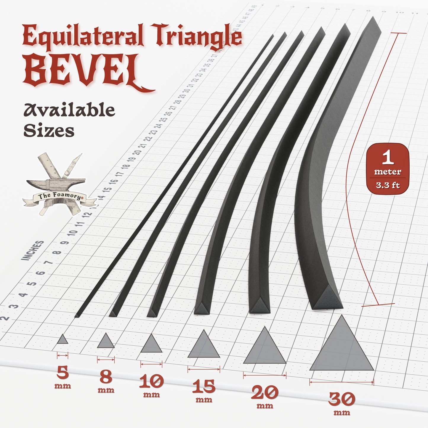 High Density EVA Foam Dowels/Bevels | 1 to 3 Meter(s) Options | Multiple Shapes | Multiple Diameters 5-40mm