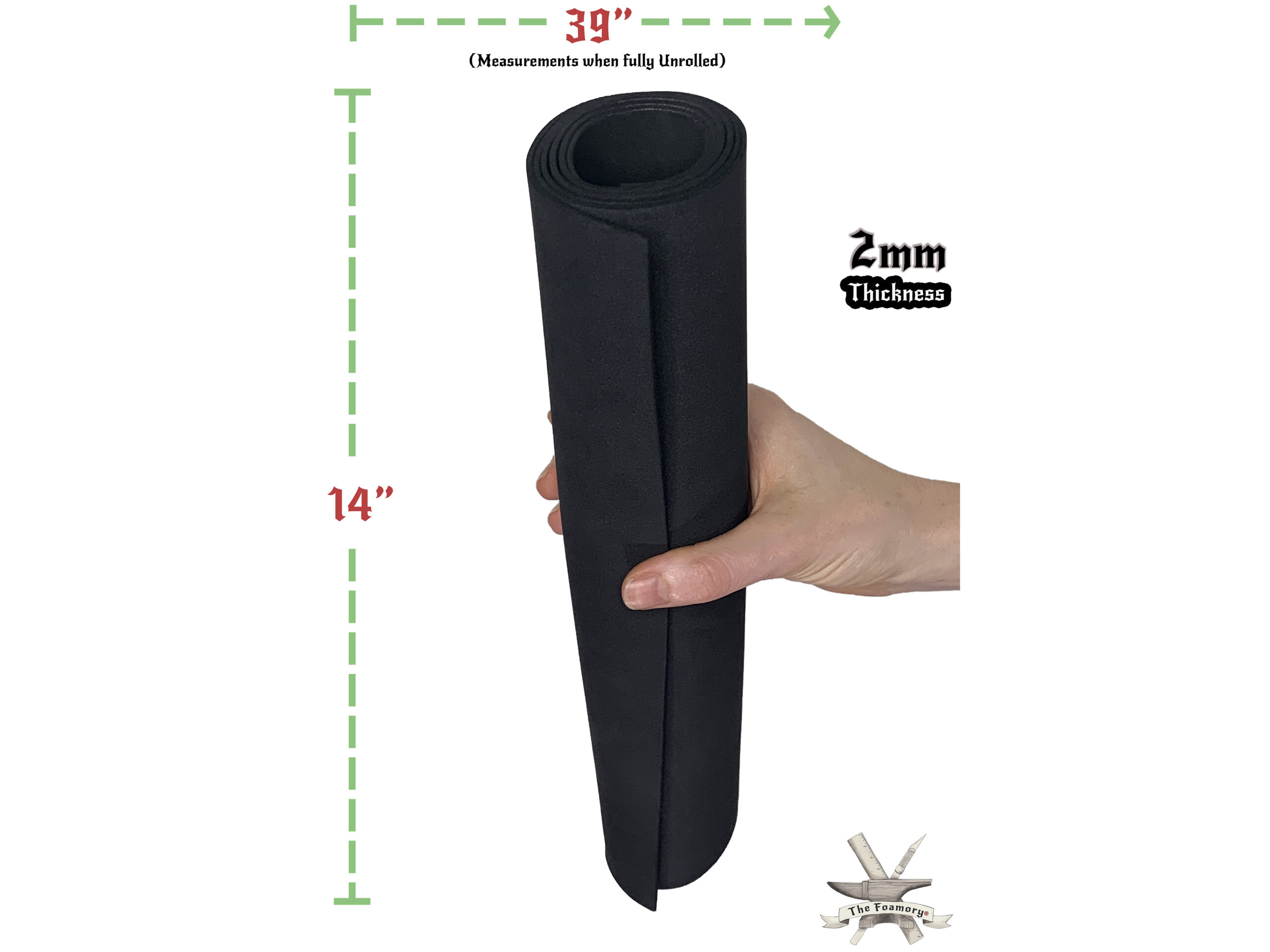 2mm EVA Foam Cosplay Black 14 x 39 inch Sheet Ultra High Density *Free  Shipping