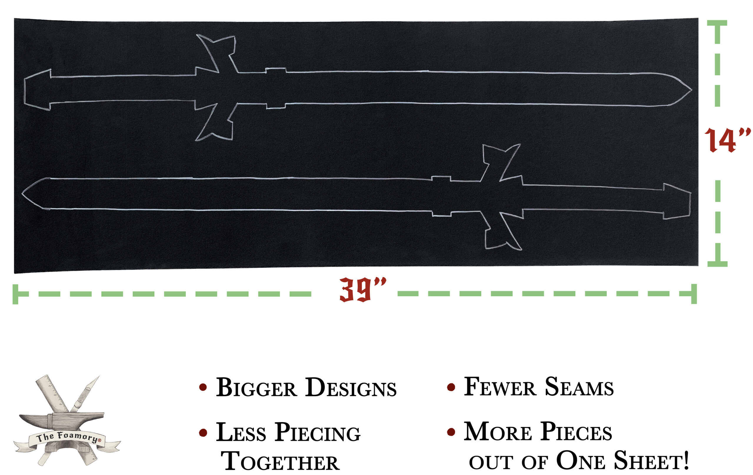 High Density EVA Foam, 14″x 39″ Sheet, Black